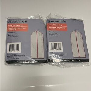 Essentials Dress Storage Bag x 2 Protective Cover Zippered 24”x54” new